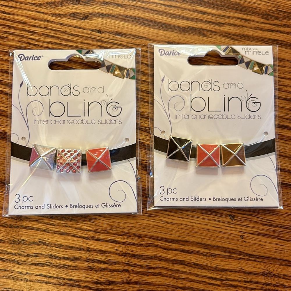 NWT 2 Packs Jewelry Interchangeable Bands & Bling Metal Charm Sliders by Darice